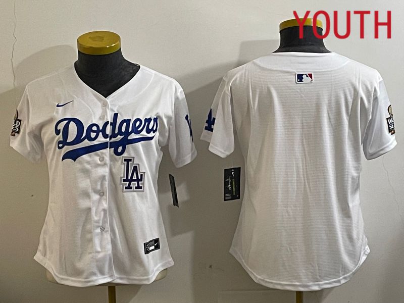 Youth Los Angeles Dodgers Blank White Game 2024 Nike MLB Jersey style 112111